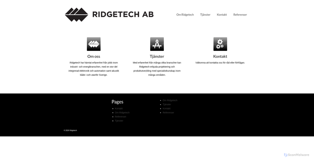 Security scan screenshot of https://ridgetech.se