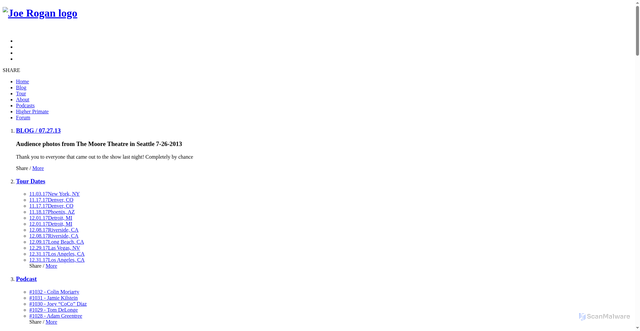 Security scan screenshot of https://joerogan.net/blog/