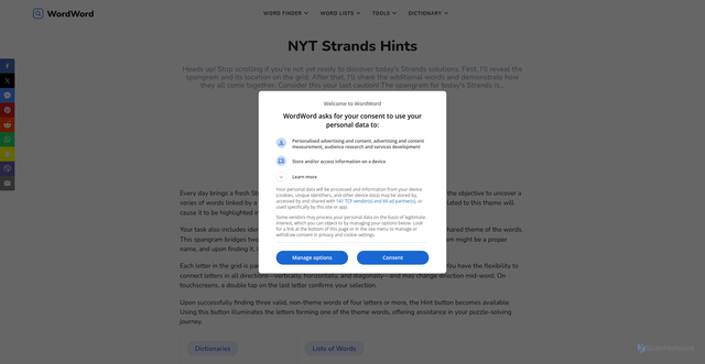 Security scan screenshot of https://wordword.org/nyt-strands-hints