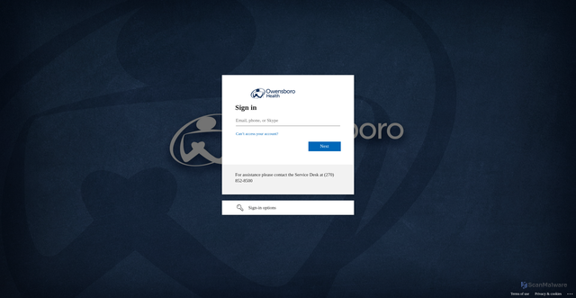Security scan screenshot of https://owensborohealth.sharepoint.com