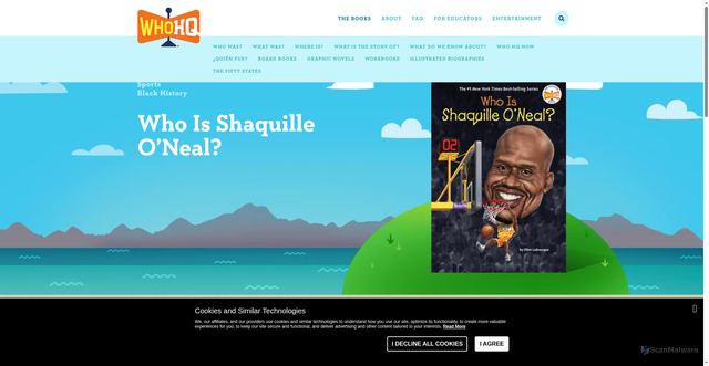 Security scan screenshot of https://www.whowasbookseries.com/books/who-is-shaquille-o-neal/