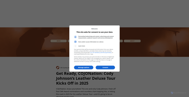Security scan screenshot of https://www.allcountrynews.com/post/get-ready-cojonation-cody-johnson-s-leather-deluxe-tour-kicks-off-in-2025