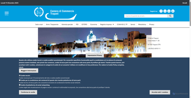 Security scan screenshot of https://www.tp.camcom.it/