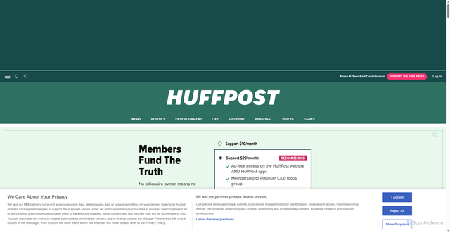 Security scan screenshot of https://www.huffingtonpost.com