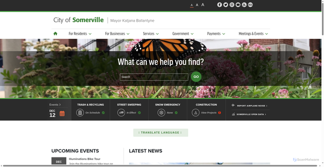 Security scan screenshot of https://www.somervillema.gov/