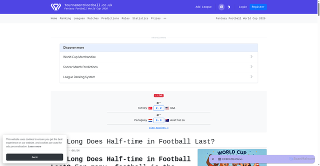 Security scan screenshot of https://www.tournamentfootball.co.uk/news/how-long-does-half-time-in-football-last
