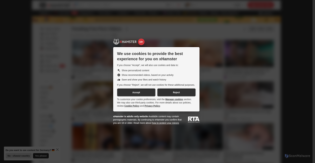 Security scan screenshot of collector.xhamster.com