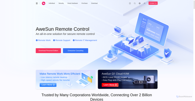 Security scan screenshot of https://awesun.com