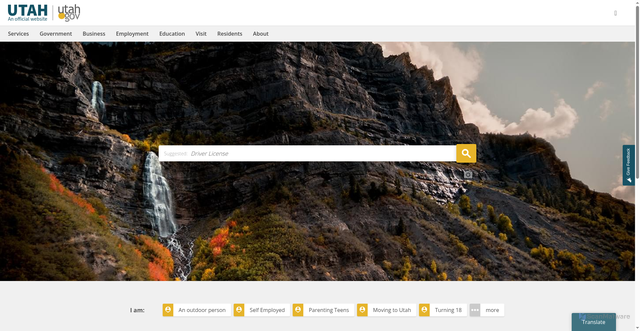 Security scan screenshot of https://www.utah.gov/index.html