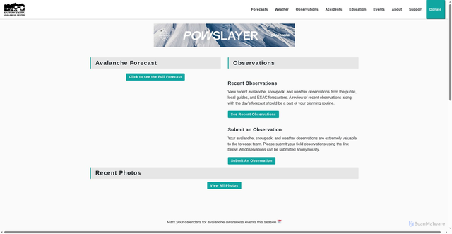 Security scan screenshot of https://www.esavalanche.org/