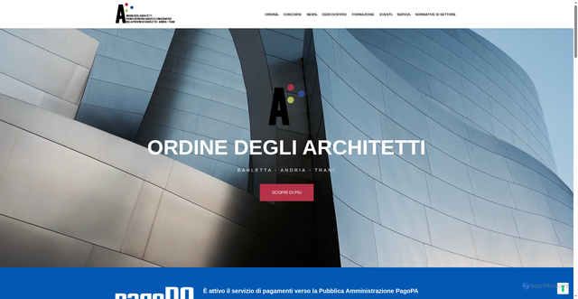 Security scan screenshot of https://www.ordinearchitettibat.it/