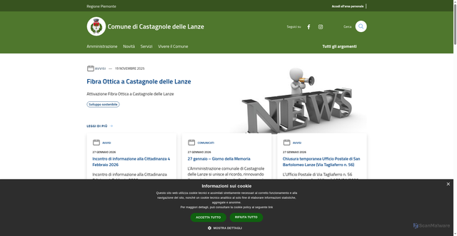 Security scan screenshot of https://www.comune.castagnoledellelanze.at.it/it