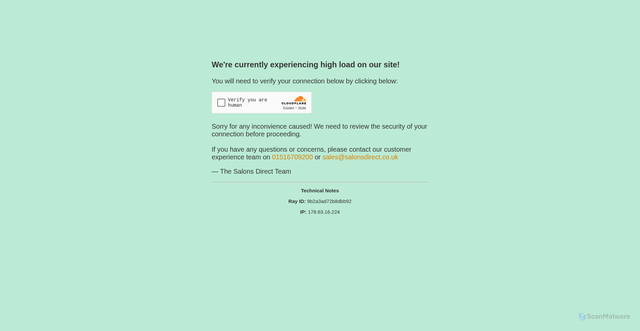 Security scan screenshot of https://www.salonsdirect.com