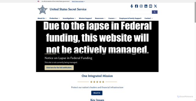Security scan screenshot of https://secretservice.gov/