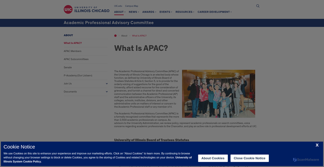 Security scan screenshot of https://apac.uic.edu/about/what-is-apac/