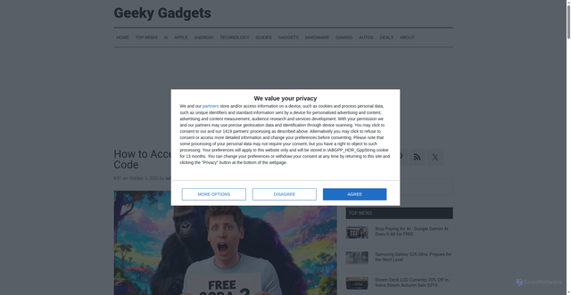 Security scan screenshot of https://www.geeky-gadgets.com/how-to-access-sora-2-for-free/