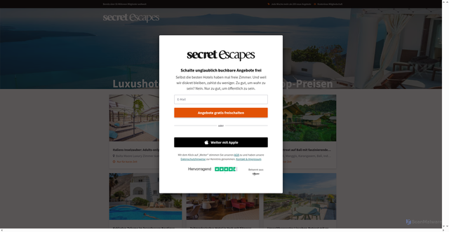Security scan screenshot of https://links.secretescapes.de