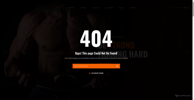 Security scan screenshot of https://elitefitnesskediri.com/404.html