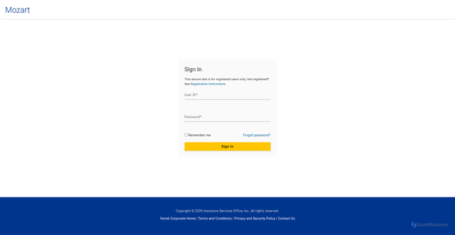 Security scan screenshot of https://mozart.verisk.com