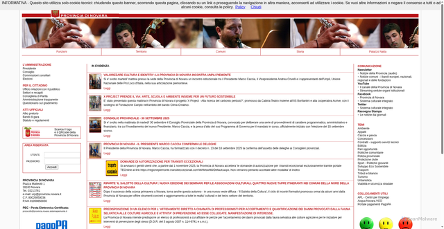 Security scan screenshot of https://www.provincia.novara.it/