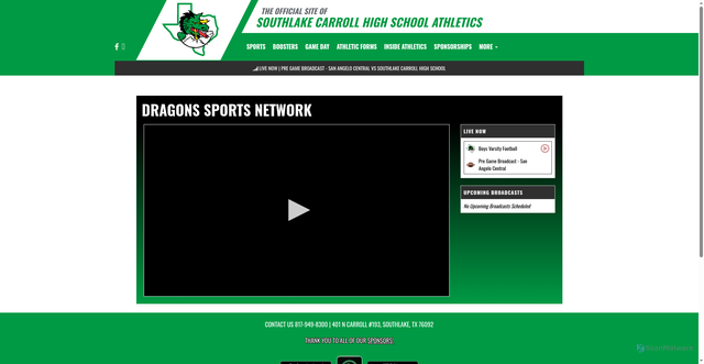 Security scan screenshot of https://www.dragonsportsnetwork.com/broadcasts