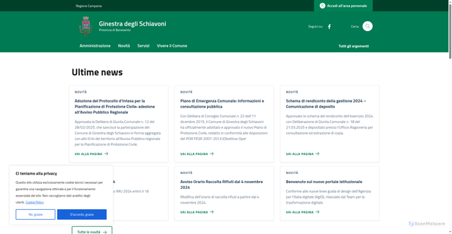 Security scan screenshot of https://comune.ginestradeglischiavoni.bn.it/