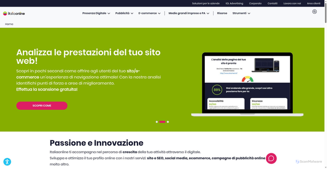 Security scan screenshot of https://italiaonline.it