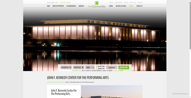 Security scan screenshot of https://www.theconcordia.com/nearby-attractions/john-f-kennedy-center-for-the-performing-arts