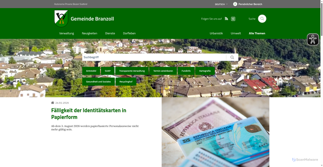 Security scan screenshot of https://www.comune.bronzolo.bz.it