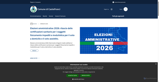 Security scan screenshot of https://www.comune.castelfranci.av.it