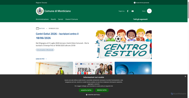 Security scan screenshot of https://www.comune.monticiano.si.it