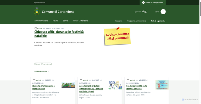 Security scan screenshot of https://www.comune.cortandone.at.it/