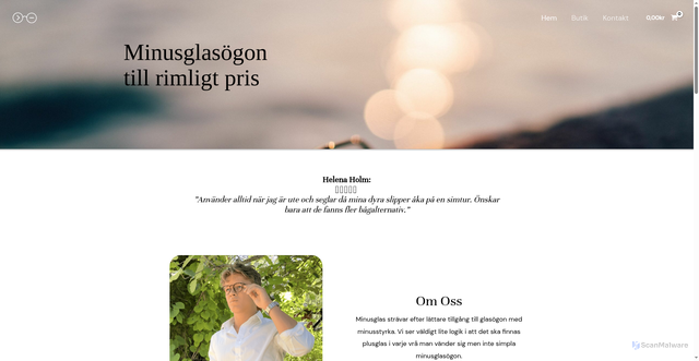 Security scan screenshot of https://www.Minusglas.se