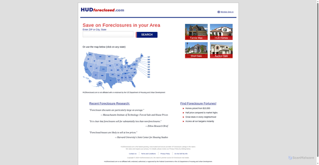 Security scan screenshot of https://www.hudforeclosed.com