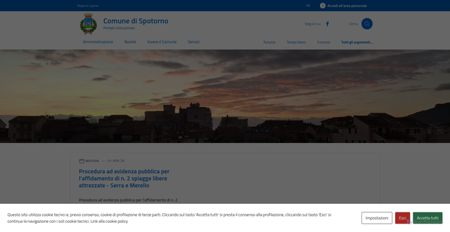 Security scan screenshot of https://www.comune.spotorno.sv.it
