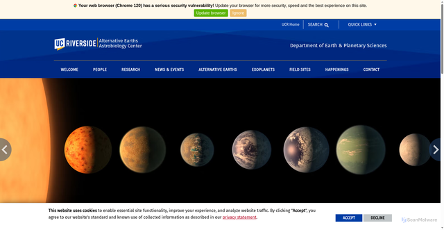 Security scan screenshot of https://altearths.ucr.edu/