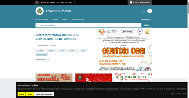 Security scan screenshot of https://www.comune.pocenia.ud.it/
