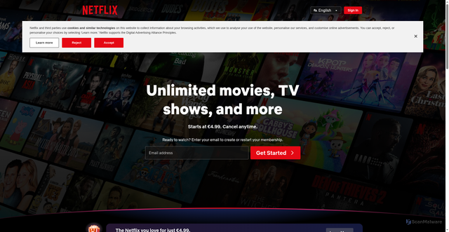Security scan screenshot of https://www.netflix.com/