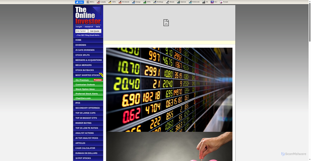 Security scan screenshot of https://www.theonlineinvestor.com/article/202511/noteworthy-wednesday-option-activity-duol-fslr-rivn-duol-fslr-rivn-RIVN11052025note.htm/