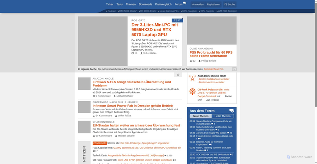 Security scan screenshot of https://computerbase.de