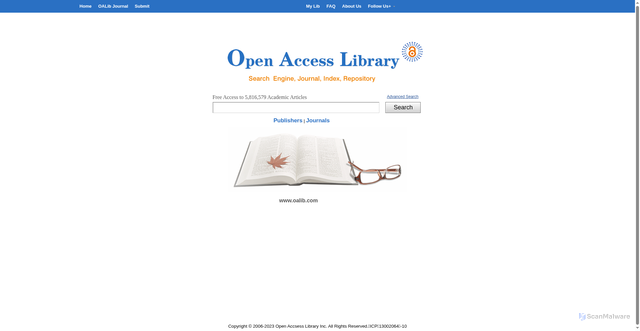 Security scan screenshot of https://oalib.com
