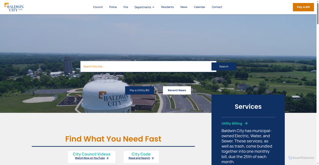 Security scan screenshot of https://www.baldwincity.gov/