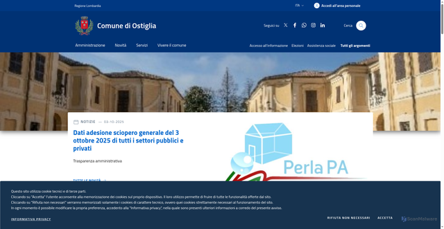 Security scan screenshot of https://www.comune.ostiglia.mn.it/