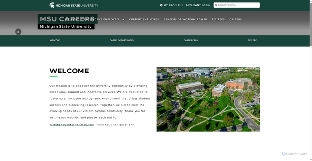 Security scan screenshot of https://careers.msu.edu/