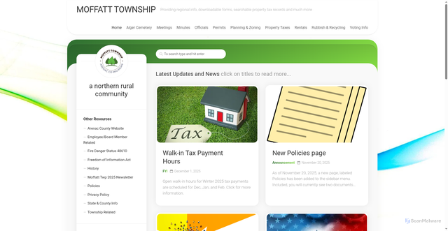 Security scan screenshot of https://moffatttownship.gov/