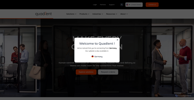 Security scan screenshot of https://quadient.com