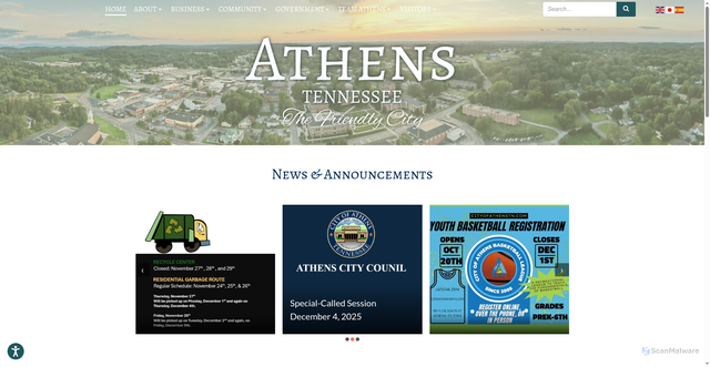 Security scan screenshot of https://cityofathenstn.com/
