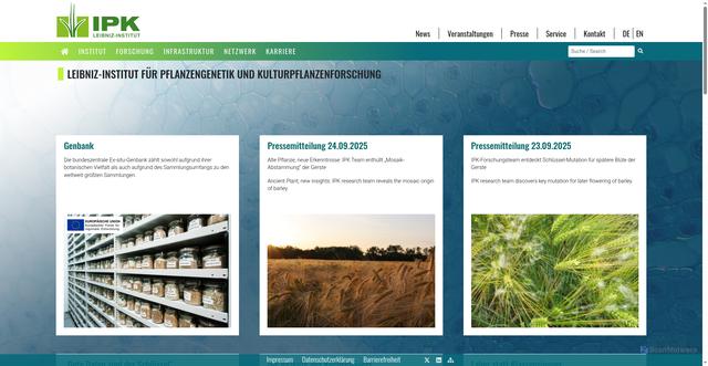 Security scan screenshot of https://www.ipk-gatersleben.de/