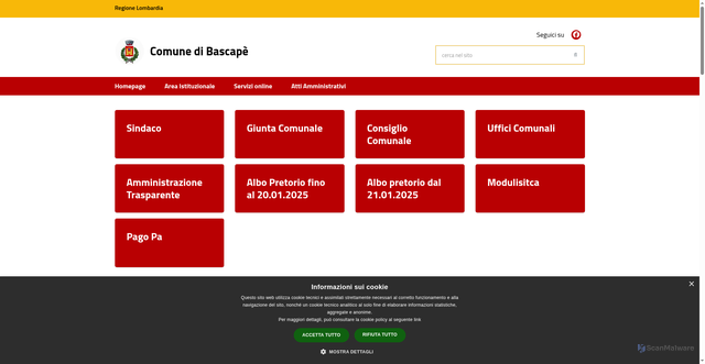 Security scan screenshot of https://www.comune.bascape.pv.it