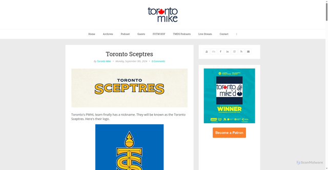 Security scan screenshot of https://www.torontomike.com/2024/09/toronto-sceptres/